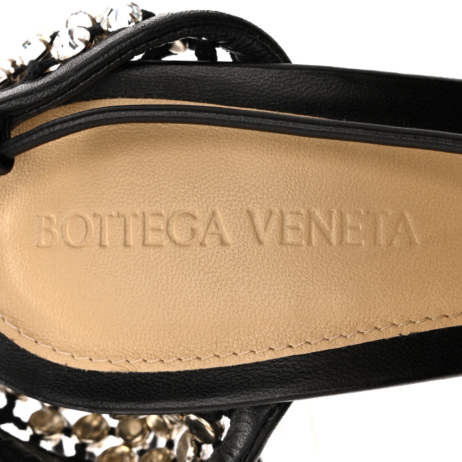 MESH NAPPA CRYSTAL EMBELLISHED SPARKLE STRETCH ANKLE TIE SANDALS BLACK