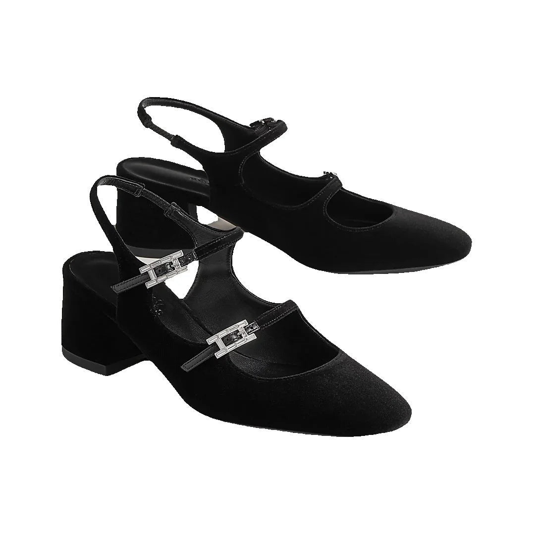 Hermès Majeste 60 Pump - Black (slingback style)