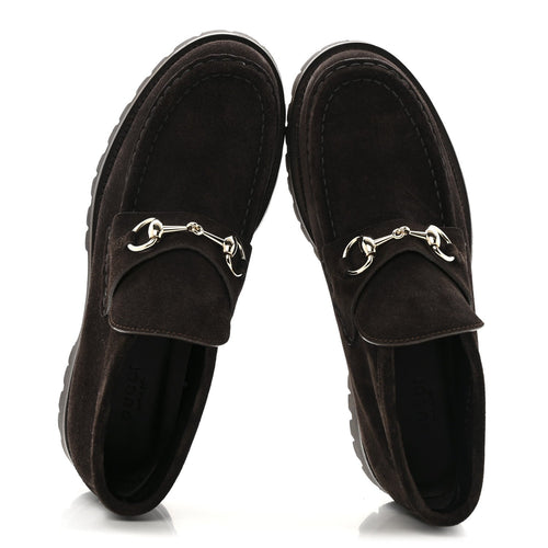 SUEDE HORSEBIT ANKLE BOOTS DARK BROWN
