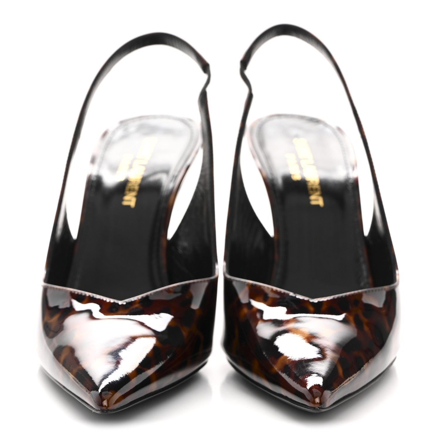PATENT KIKI TORTOISE SLINGBACK 85 PUMPS BLACK