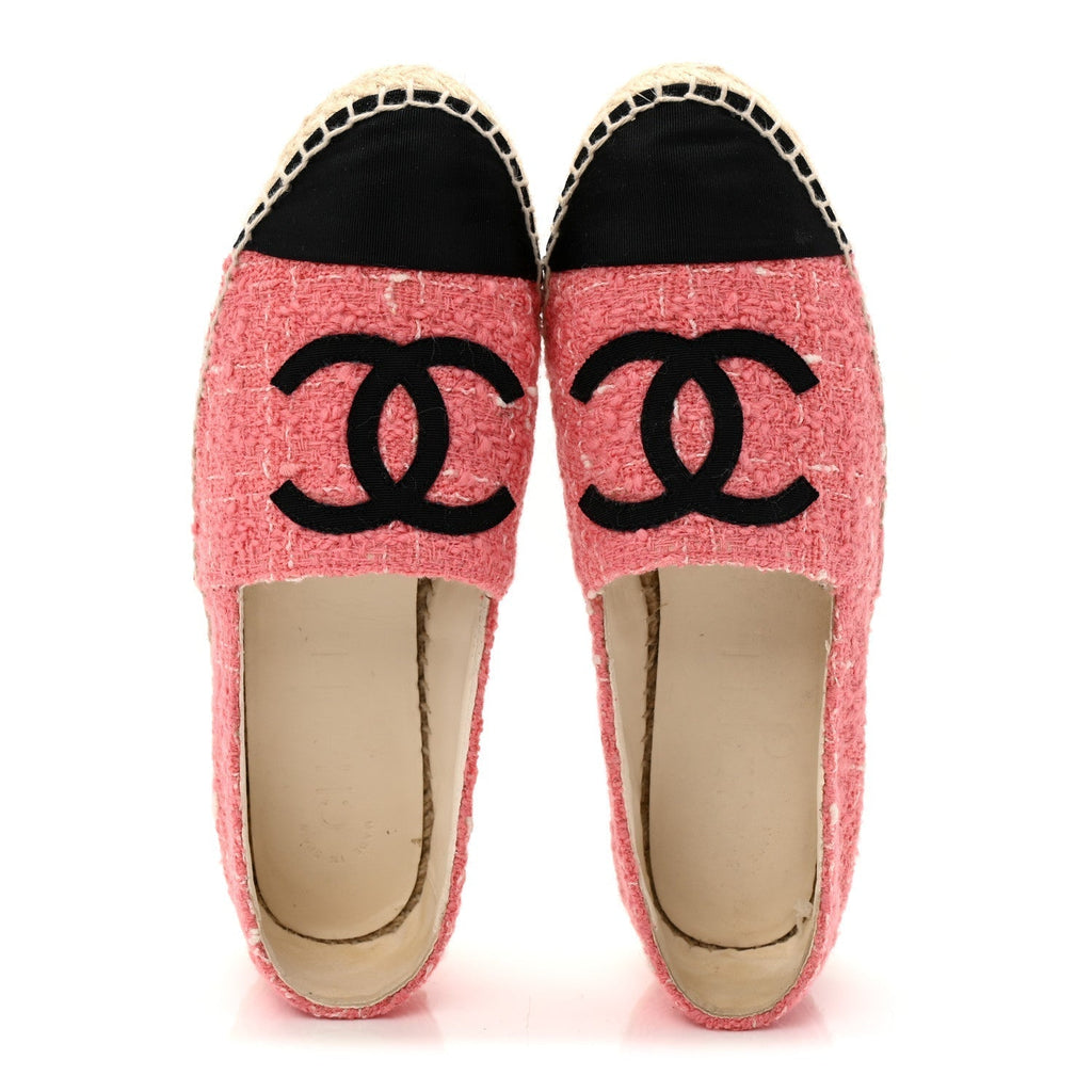 TWEED GROSGRAIN CC ESPADRILLES PINK
