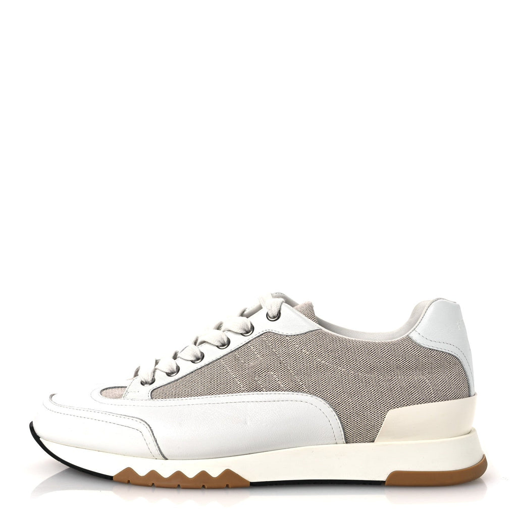 CANVAS CALFSKIN MENS TRAIL SNEAKERS PRUNOIR WHITE