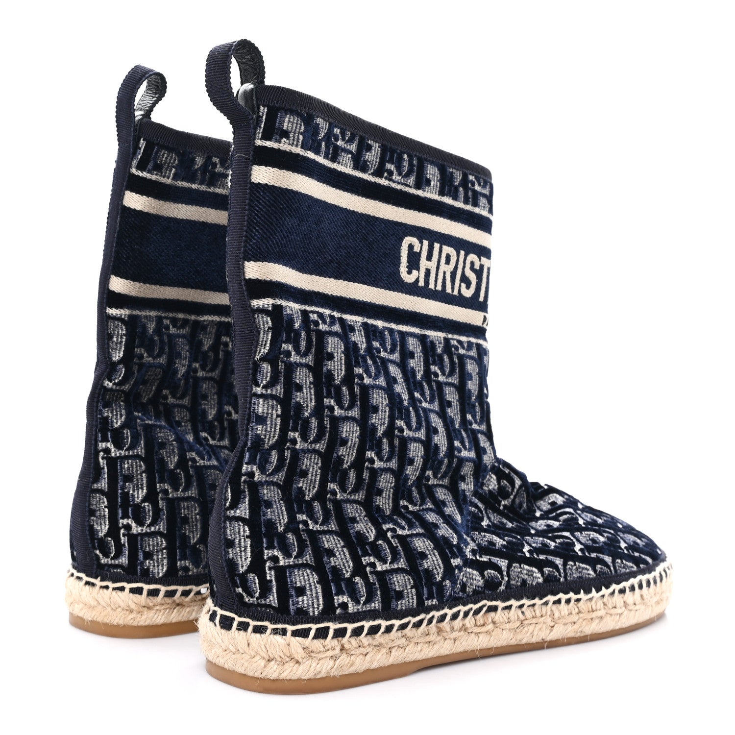 VELVET OBLIQUE GRANVILLE ESPADRILLE BOOTS DEEP BLUE