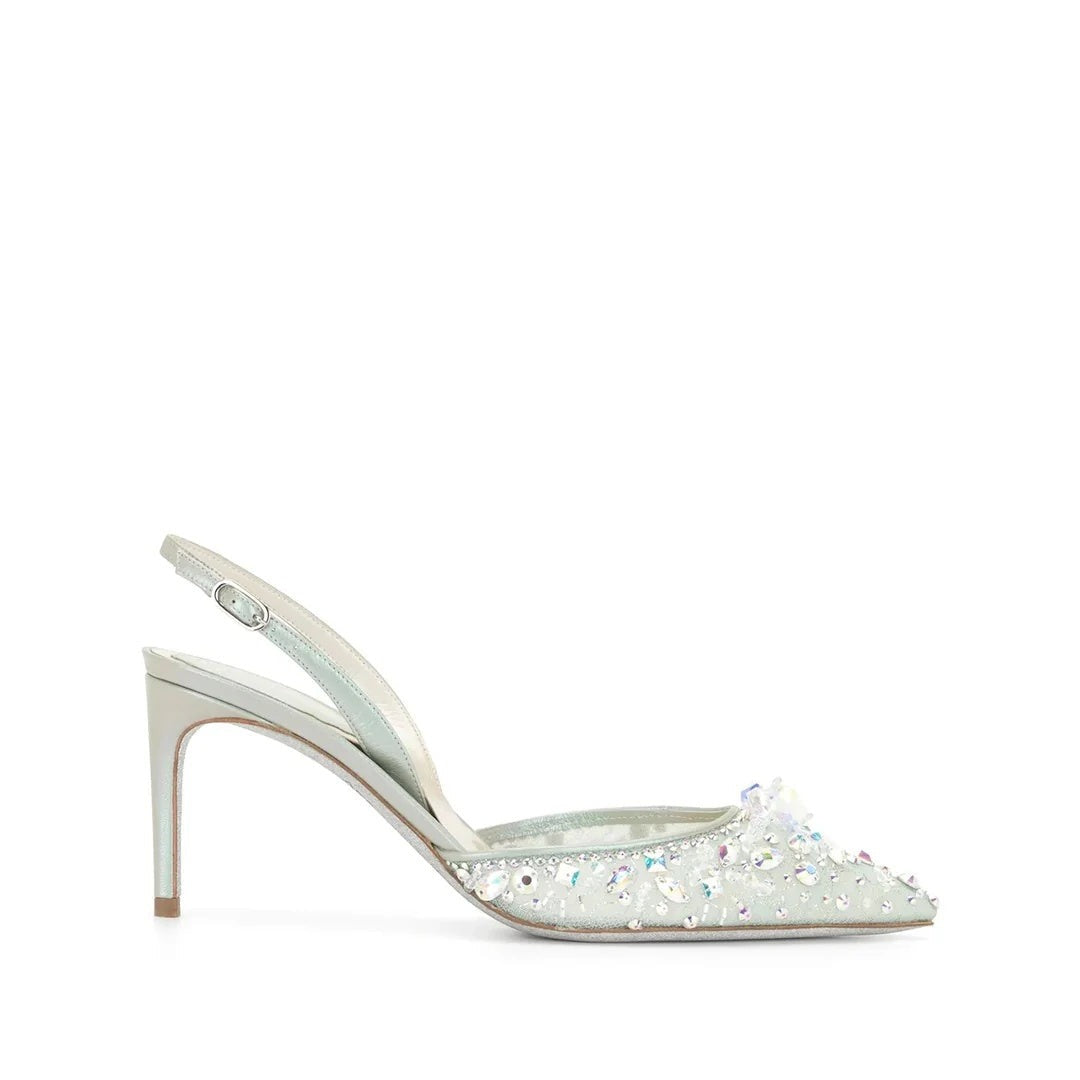 René Caovilla Cinderella 110mm Slingback Pump - Light Green/Mint
