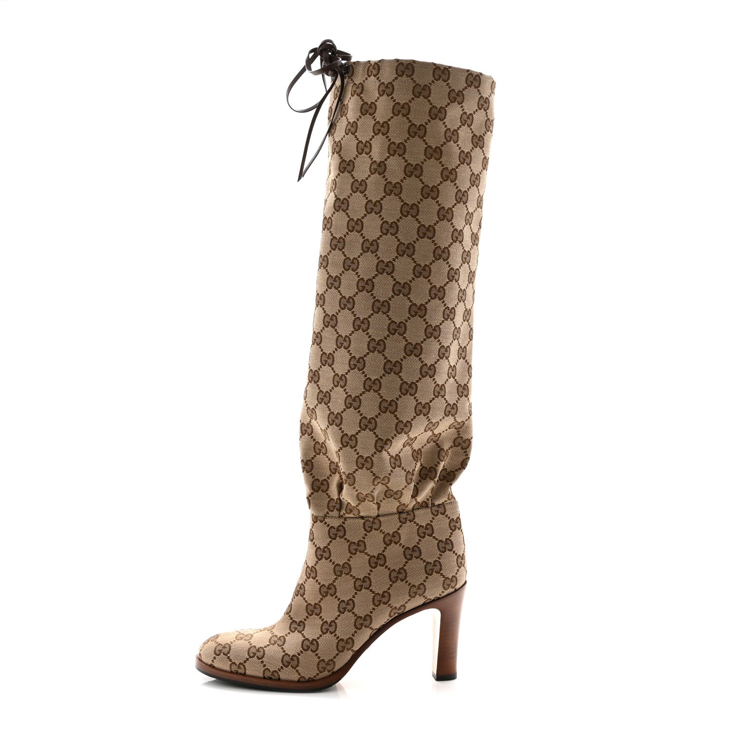 MONOGRAM MALAGA KID LISA MID HEEL BOOTS BEIGE EBONY