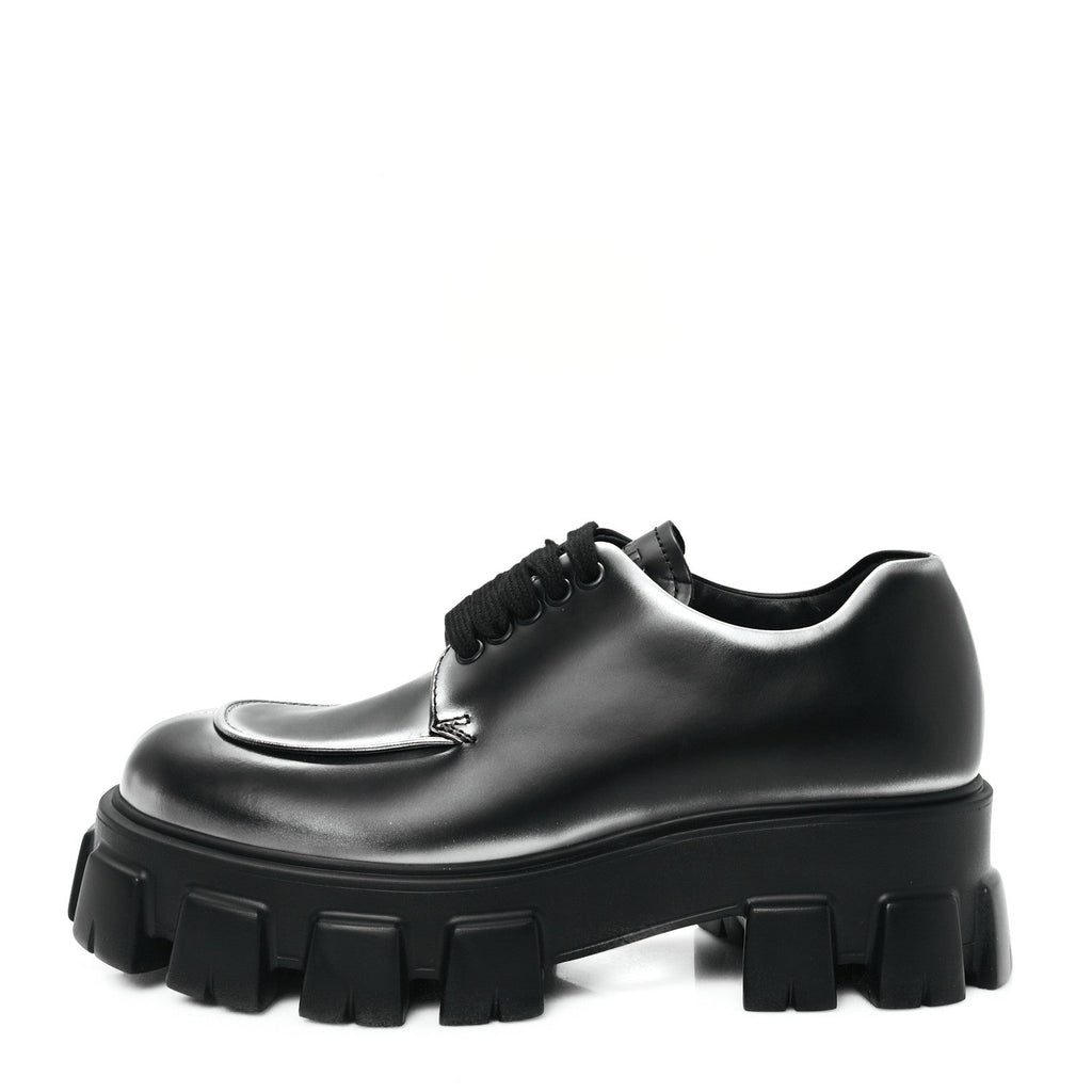 SPAZZOLATO ROIS SFUMATO MONOLITH 55MM DERBY LOAFERS BLACK ARGENTO