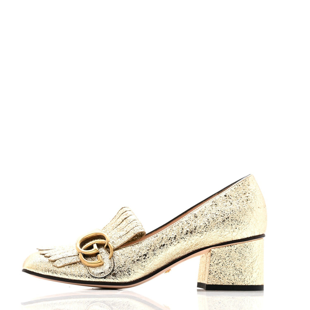 GALASSIA GG MARMONT FRINGE 50MM LOAFER PUMPS PLATINO