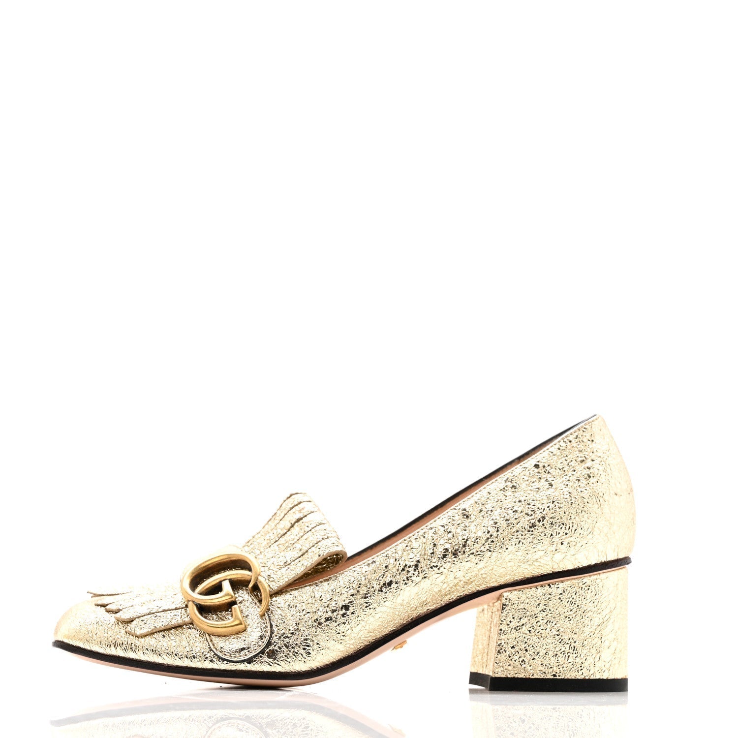GALASSIA GG MARMONT FRINGE 50MM LOAFER PUMPS PLATINO