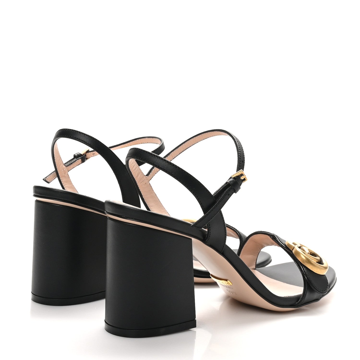 LIFFORD CALFSKIN GG MARMONT ANKLE WRAP 75MM SANDALS BLACK