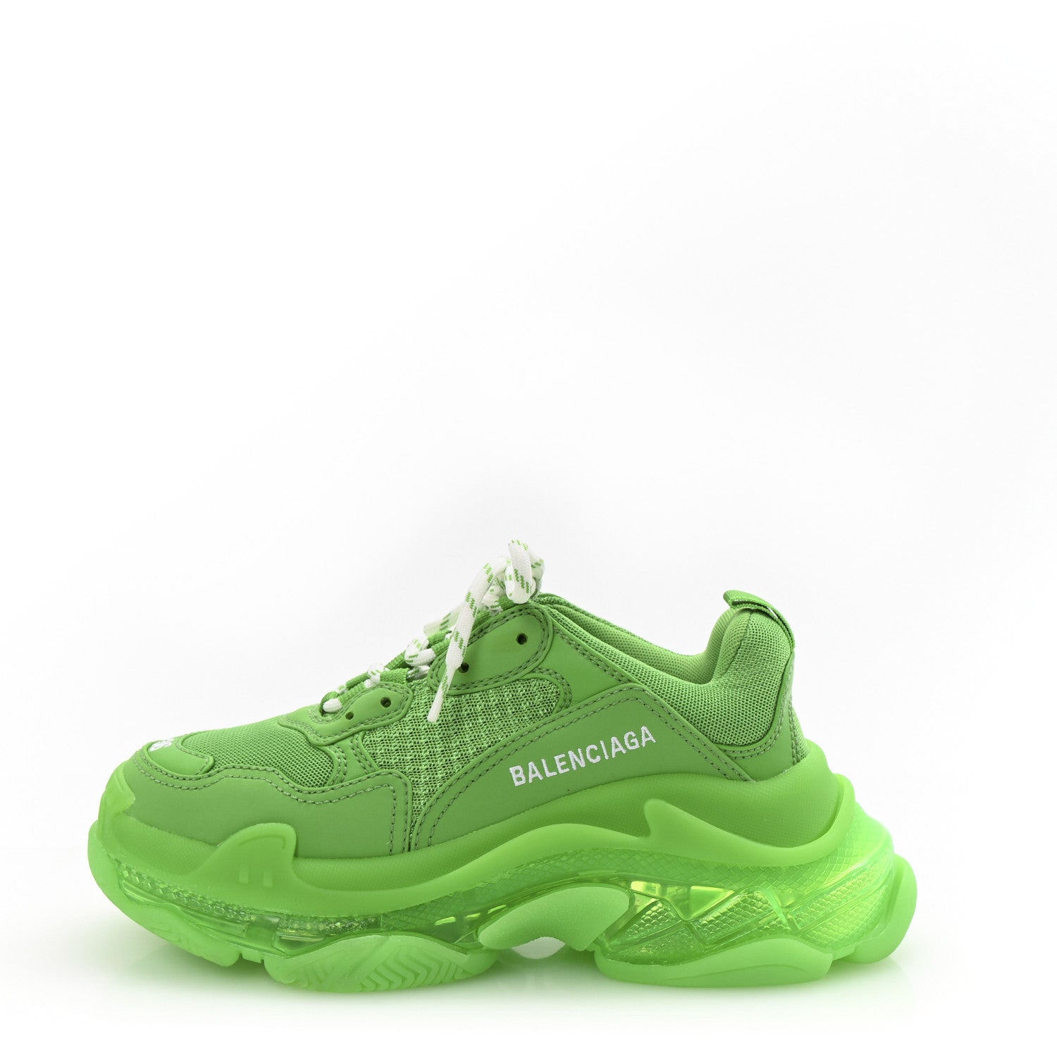 FABRIC MESH CLEAR SOLE WOMENS TRIPLE S SNEAKERS FLUO GREEN