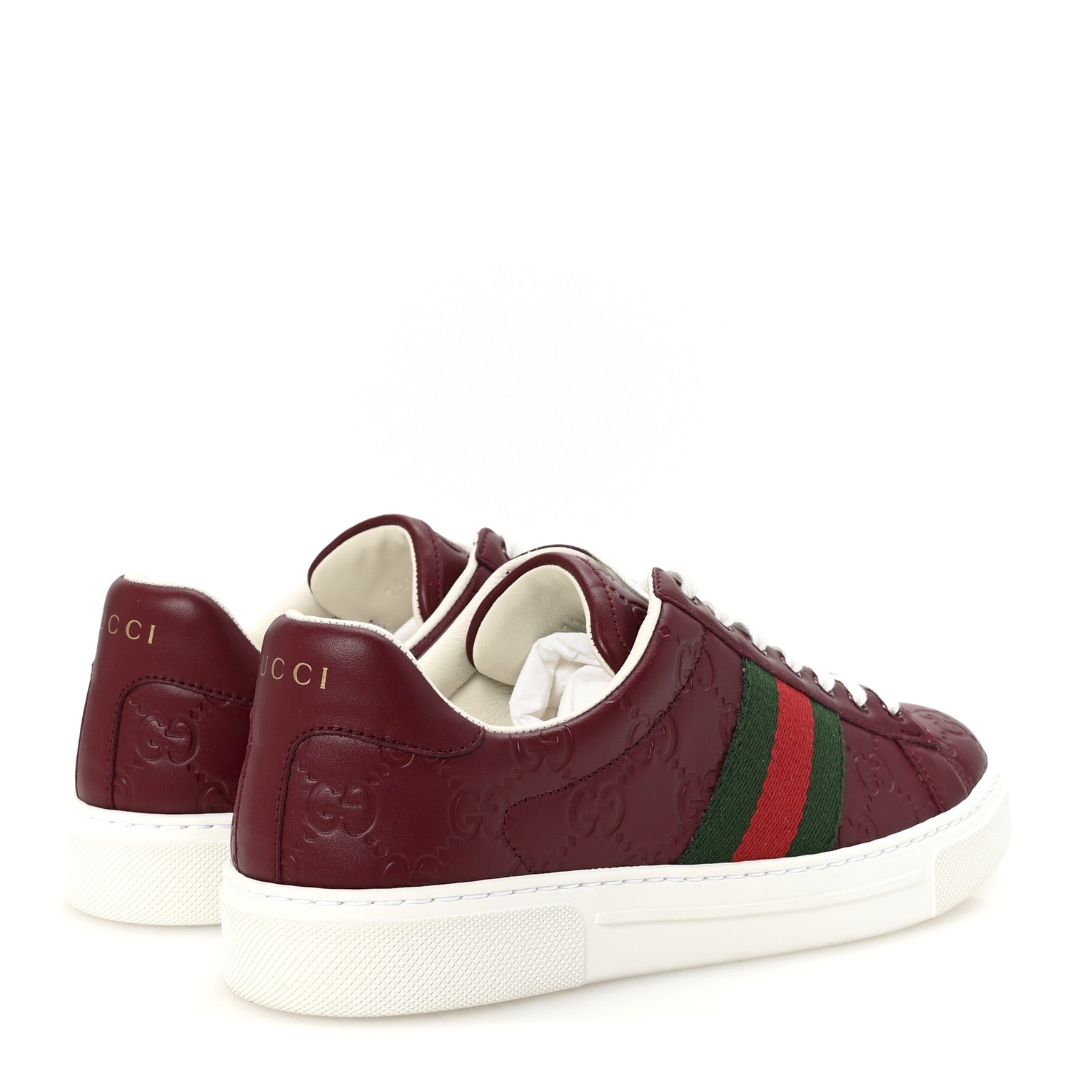 CALFSKIN GG EMBOSSED WEB MENS ACE SNEAKERS ANCORA RED