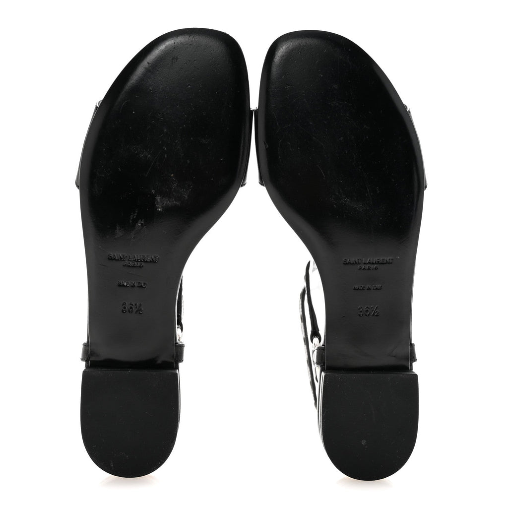CALFSKIN STUDDED ANKLE STRAP SANDALS BLACK