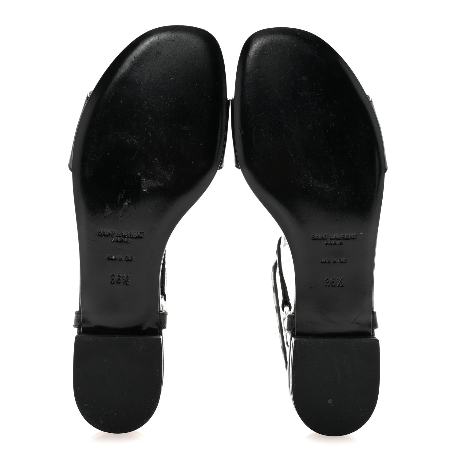 CALFSKIN STUDDED ANKLE STRAP SANDALS BLACK