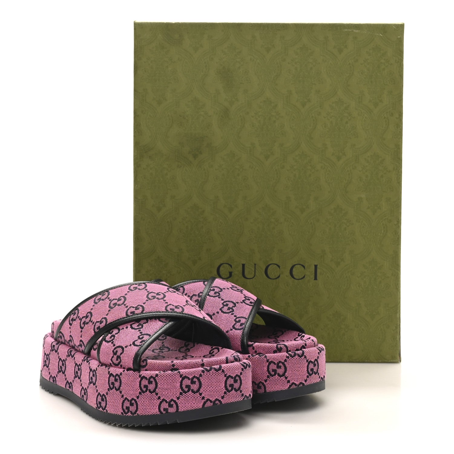 MONOGRAM MULTICOLOR CRISS CROSS PLATFORM SLIDE SANDALS PINK BLUE