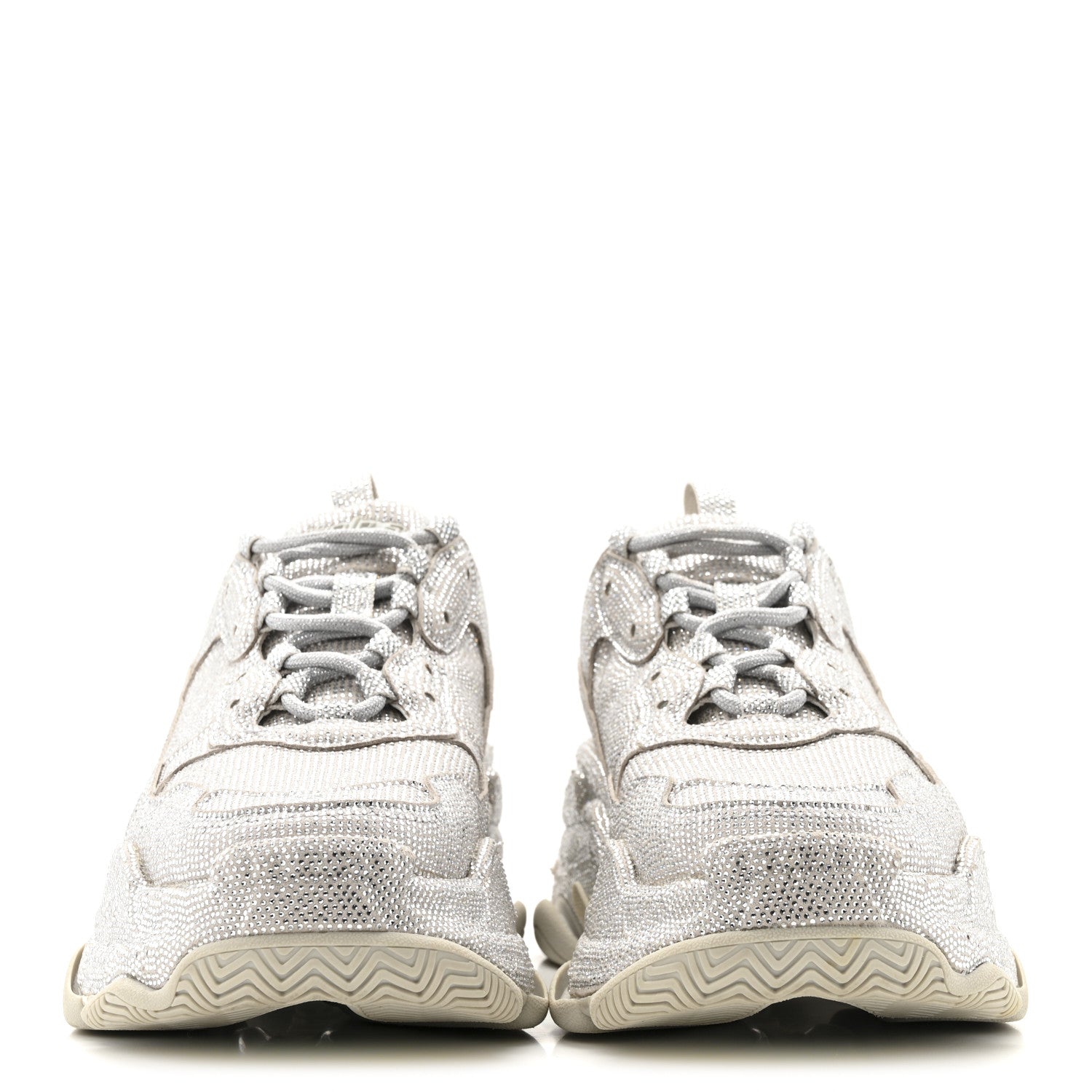 MICROFIBER STRASS EMBELLISHED WOMENS TRIPLE S SNEAKERS LIGHT GREY