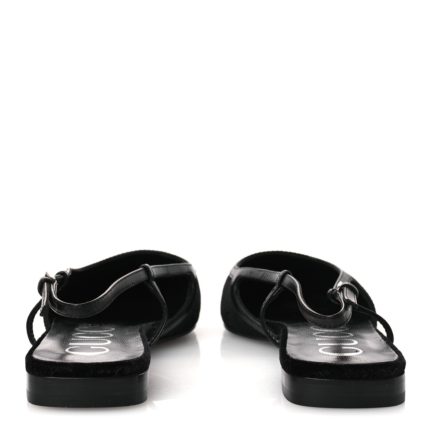 NEW VELVET ASHMIR GG MONOGRAM MALAGA KID SLINGBACK BALLET FLATS BLACK