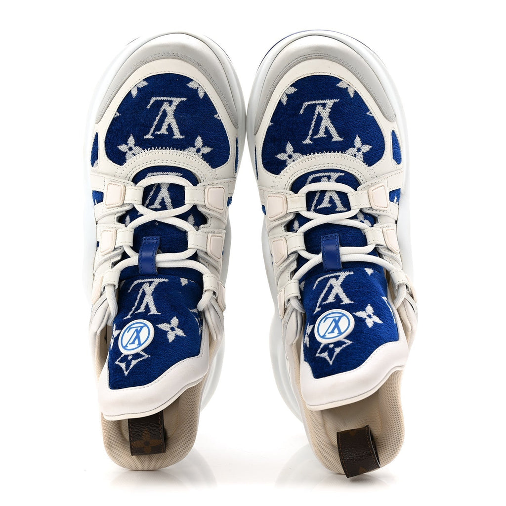JACQUARD VELVET MONOGRAM LV ARCHLIGHT SNEAKERS WHITE BLUE