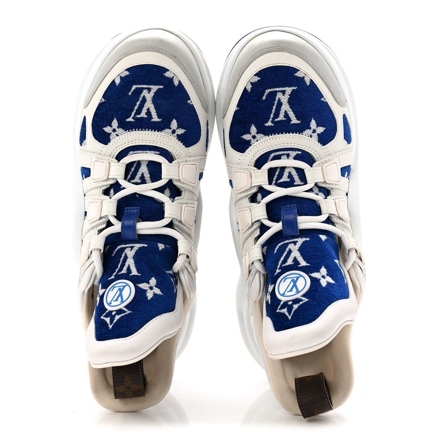 JACQUARD VELVET MONOGRAM LV ARCHLIGHT SNEAKERS WHITE BLUE