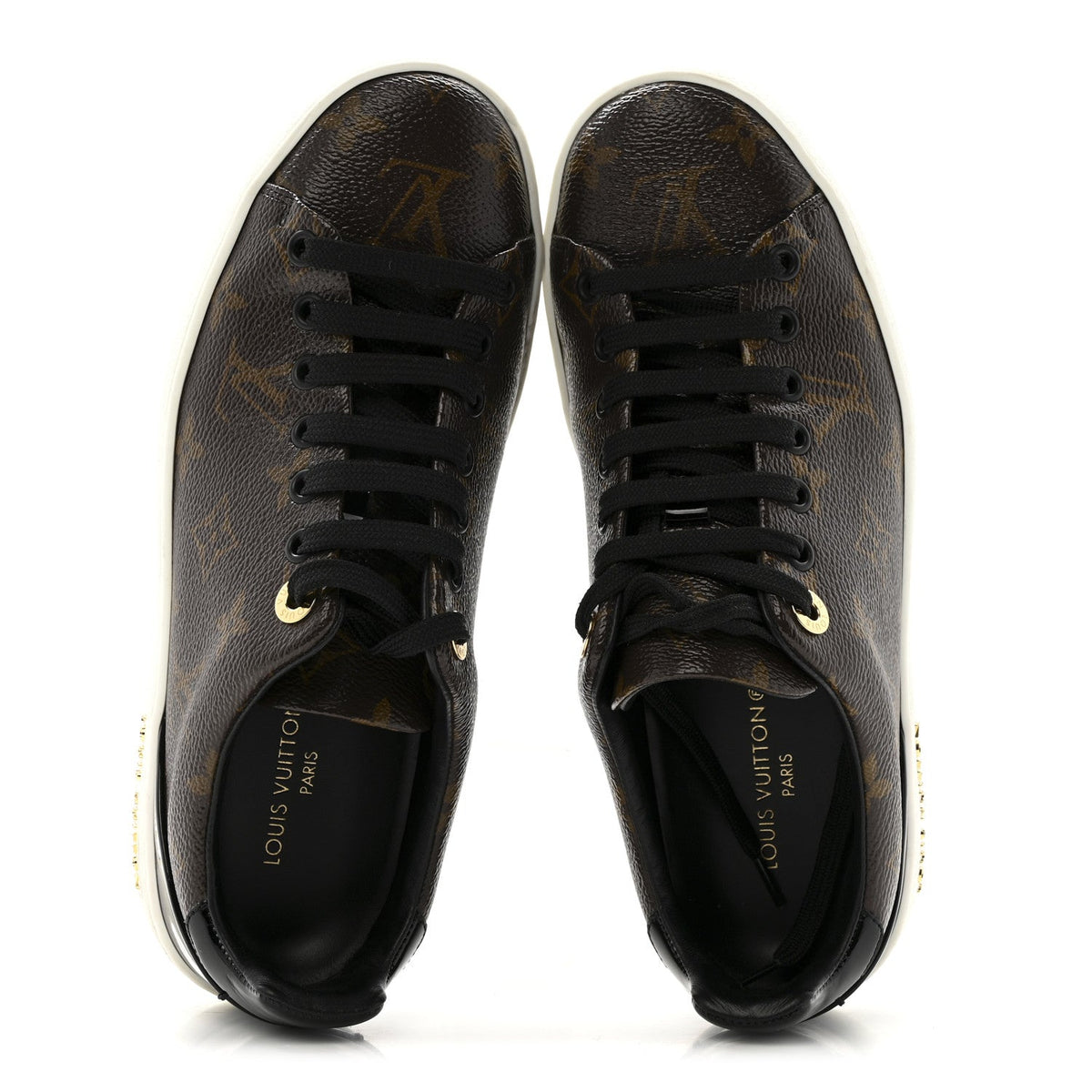 LOUIS VUITTON PATENT MONOGRAM FRONTROW SNEAKER BROWN