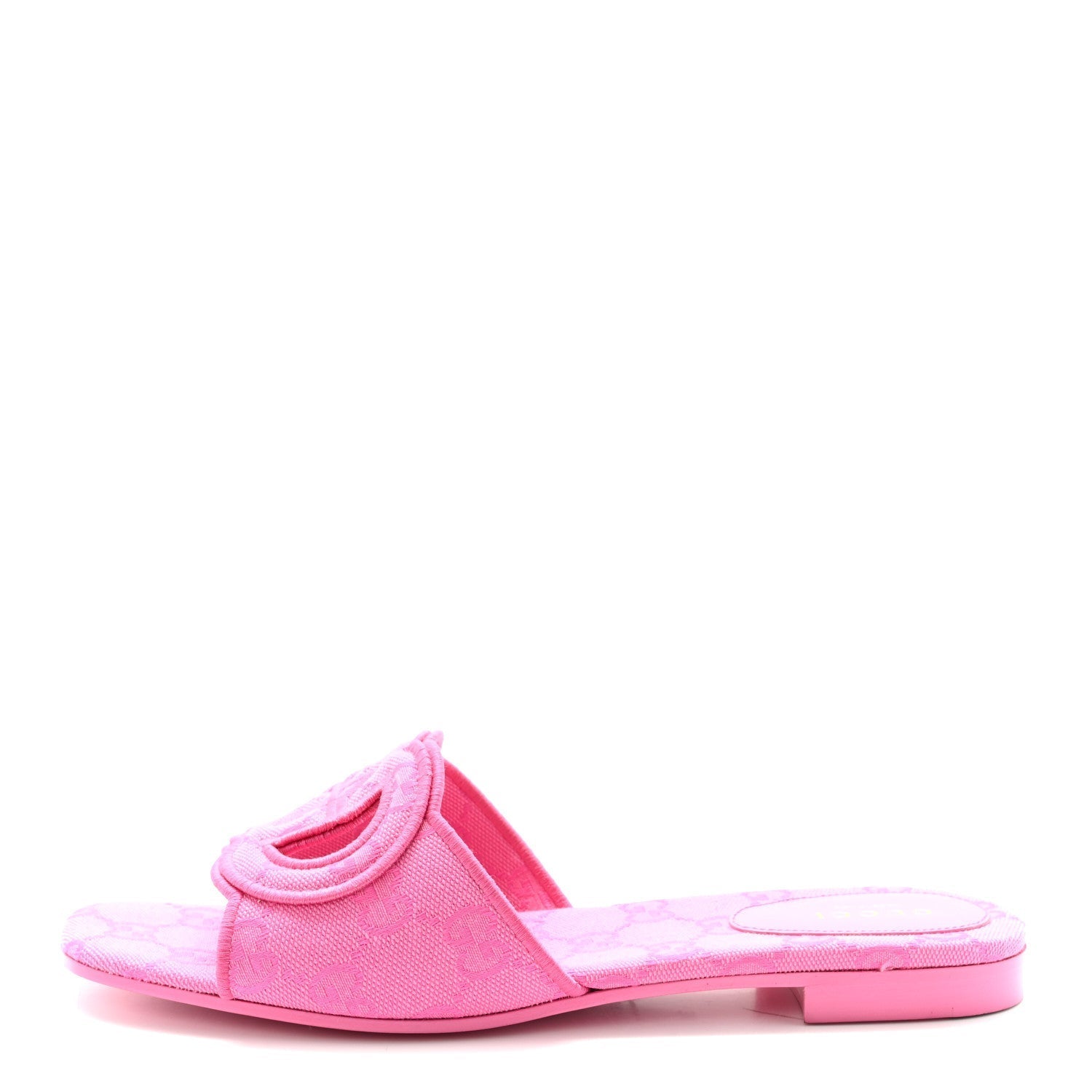 CANVAS INTERLOCKING G WOMENS SLIDE SANDALS BLOSSOM ROSE