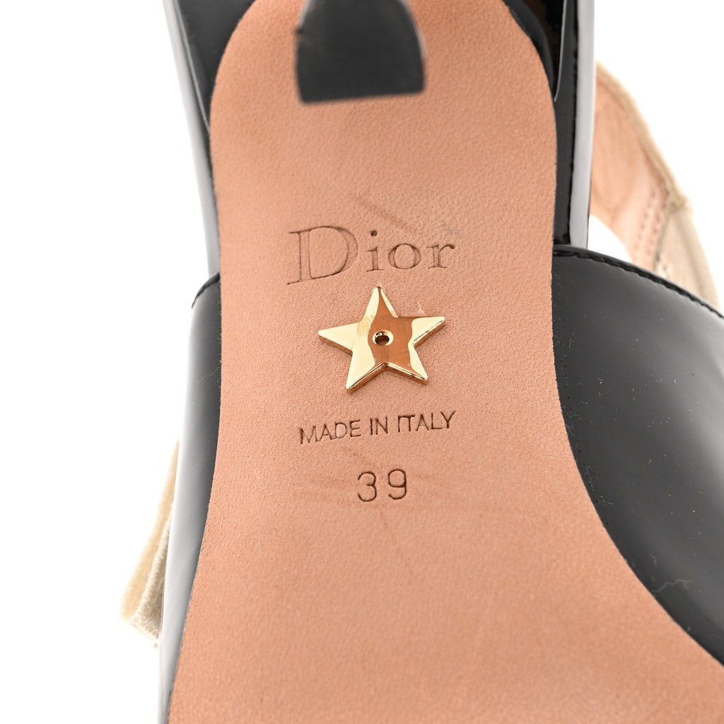 PATENT RIBBON J'ADIOR SLINGBACK 100MM PUMPS BLACK