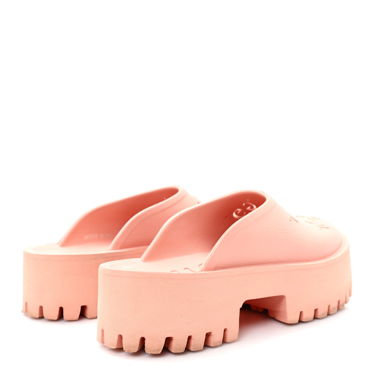 RUBBER GG MONOGRAM PERFORATED ELEA PLATFORM 55MM LUG SOLE SANDALS PEACHY CHIC