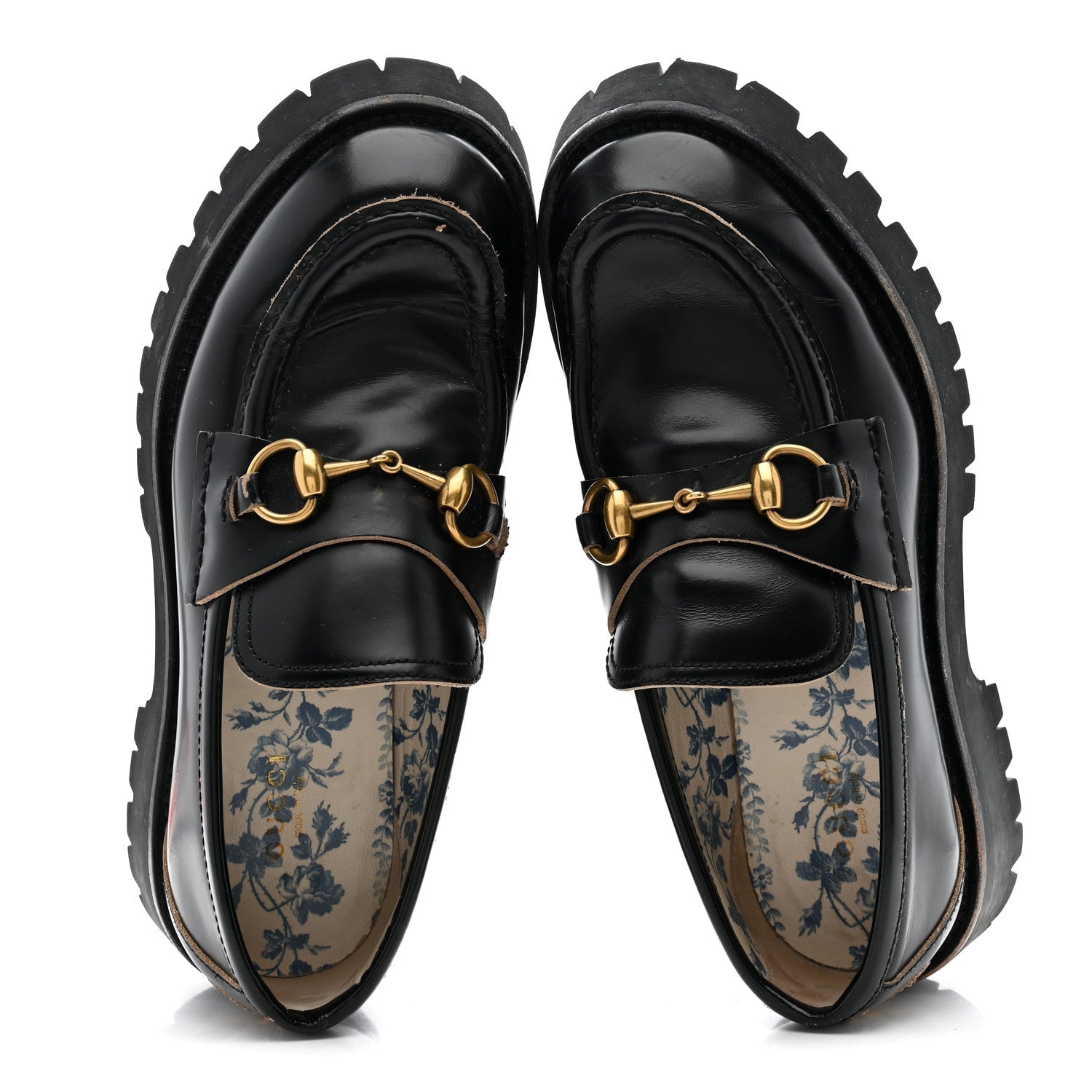 CORDOVAN LUX WOMENS HARALD HORSEBIT 25MM PLATFORM LOAFERS BLACK