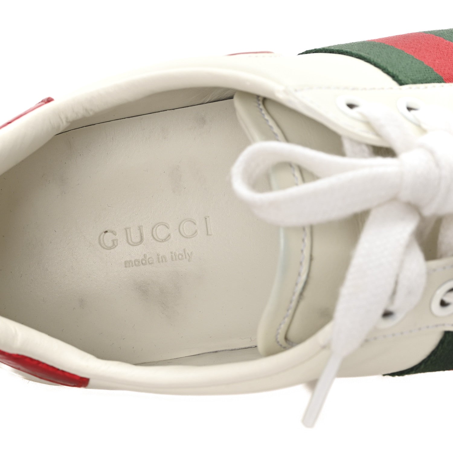 CALFSKIN WEB HEART EMBROIDERED WOMENS ACE SNEAKERS WHITE