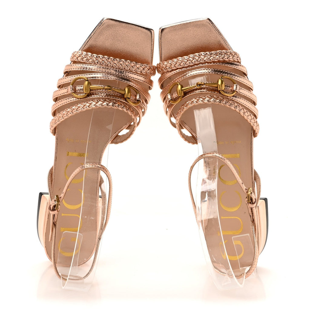 METALLIC NAPPA BRAIDED KETTY HORSEBIT SANDALS SALMONE