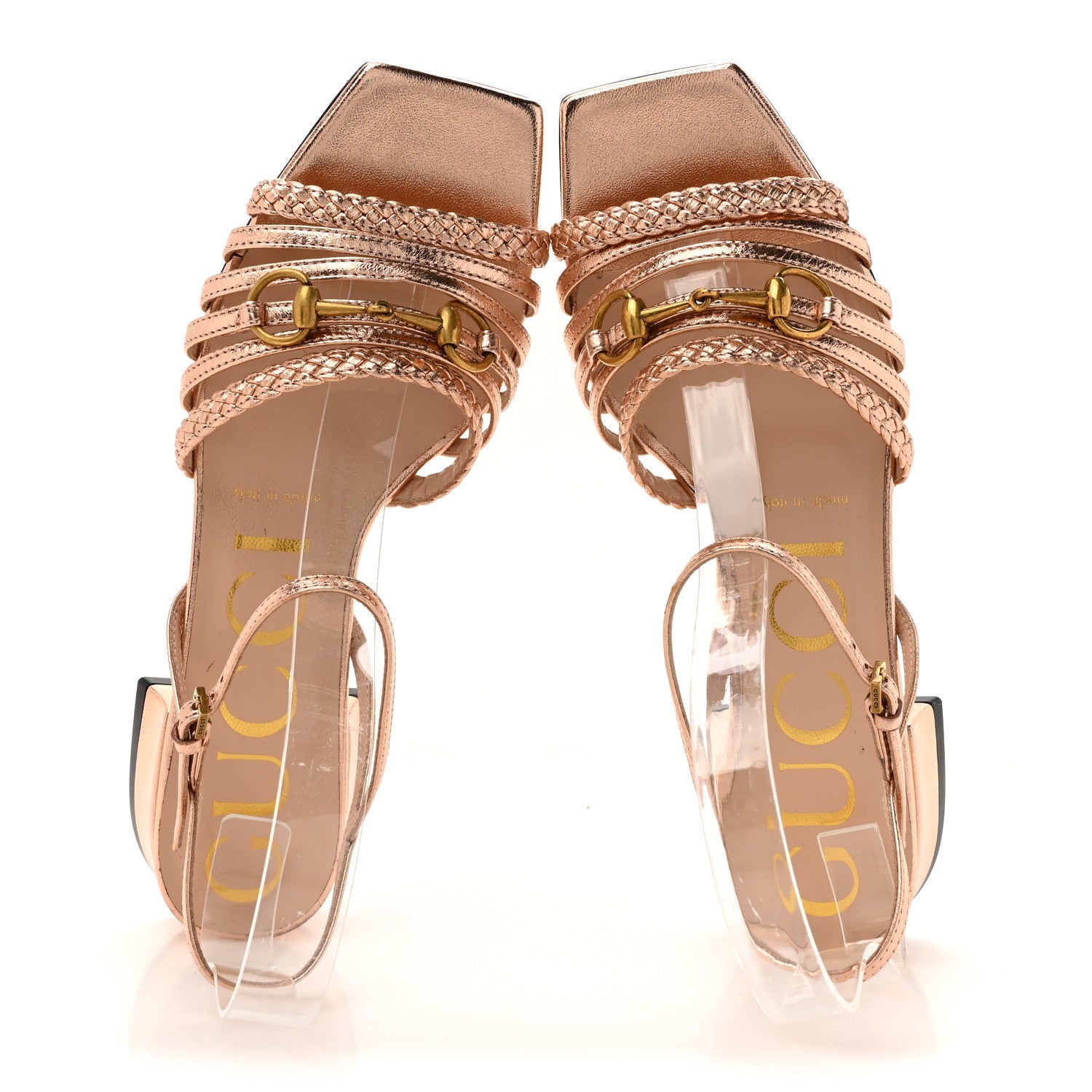 METALLIC NAPPA BRAIDED KETTY HORSEBIT SANDALS SALMONE