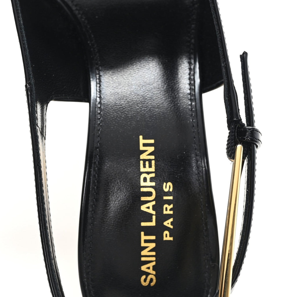 GLAZED CALFSKIN LEE 110 SLINGBACK PUMPS BLACK