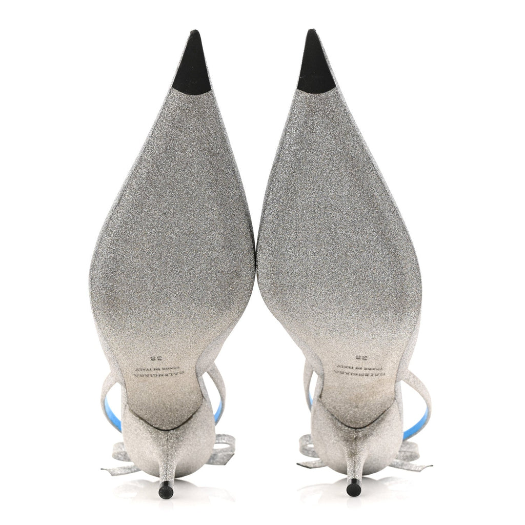 GLITTER TOE KNIFE SLINGBACK MULES SILVER BLUE