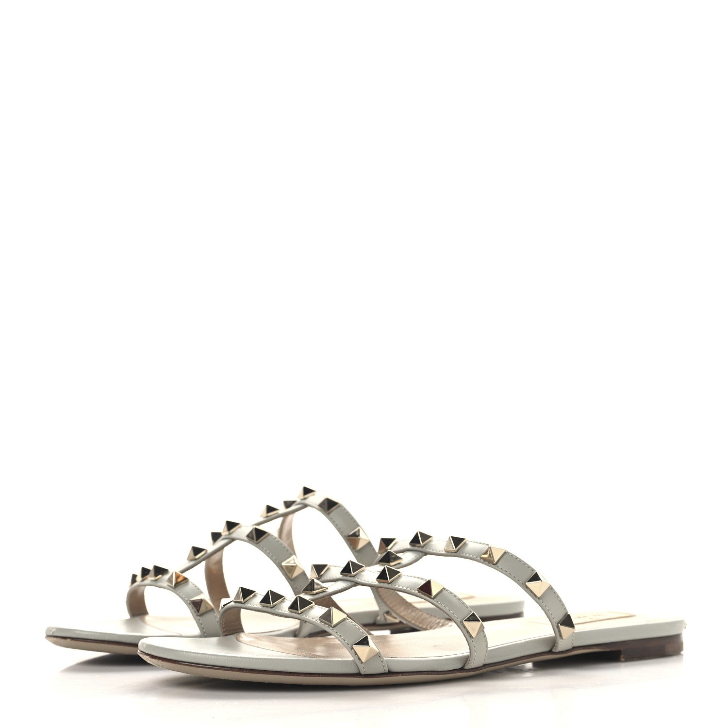 NAPPA ROCKSTUD CAGED FLAT SLIDE SANDALS GREY