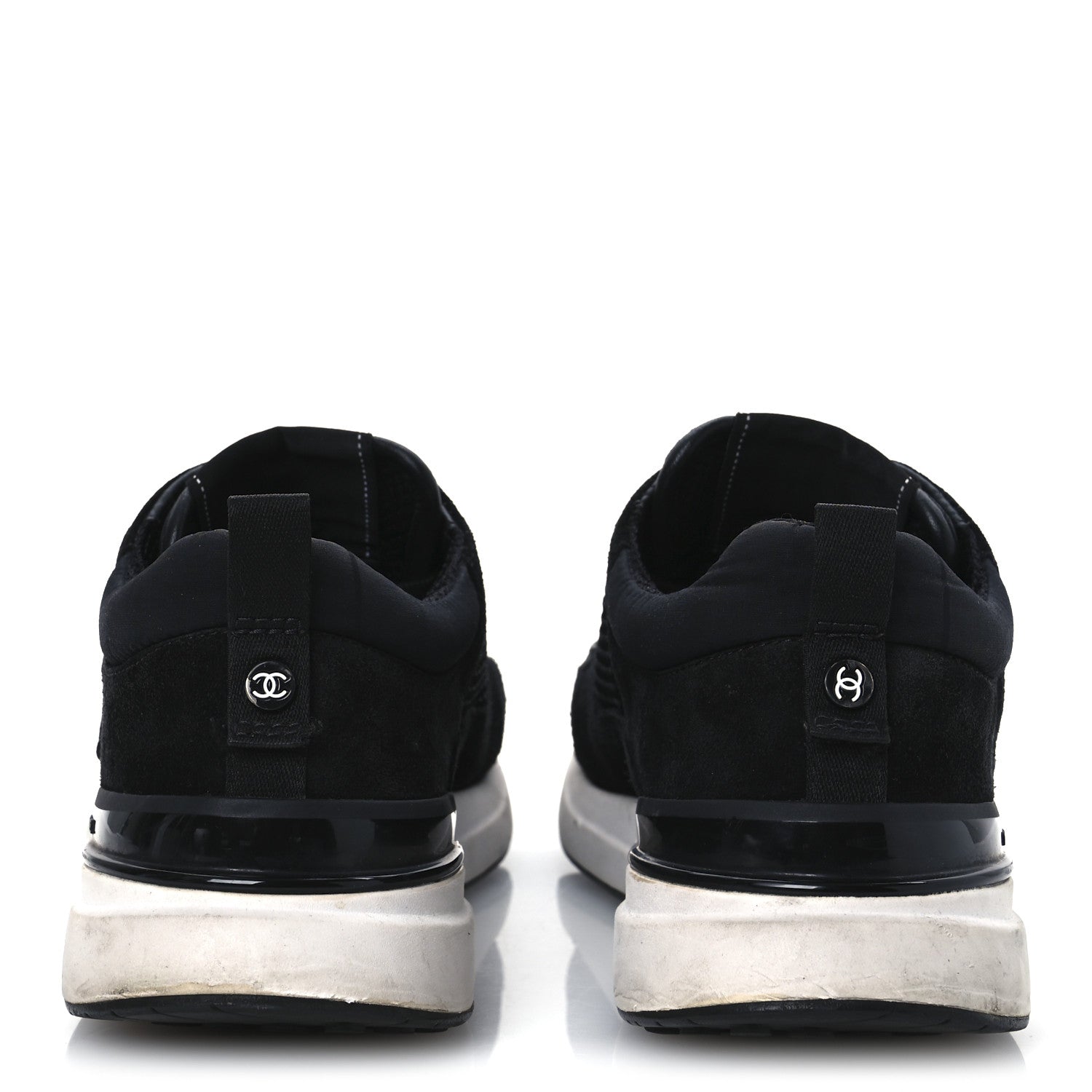 CALFSKIN MESH LYCRA SUEDE WOMENS LOGO SNEAKERS BLACK
