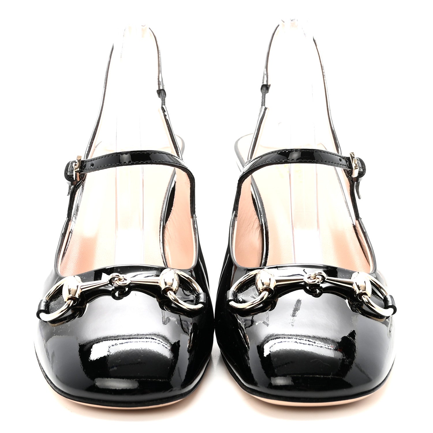 PATENT WOMENS HORSEBIT SLINGBACK PUMPS BLACK