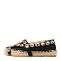 CANVAS CRYSTAL EMBELLISHED ESPADRILLES BLACK