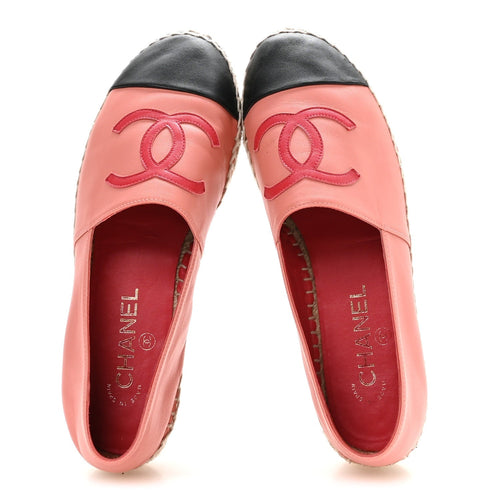 LAMBSKIN CC ESPADRILLES PINK RED BLACK