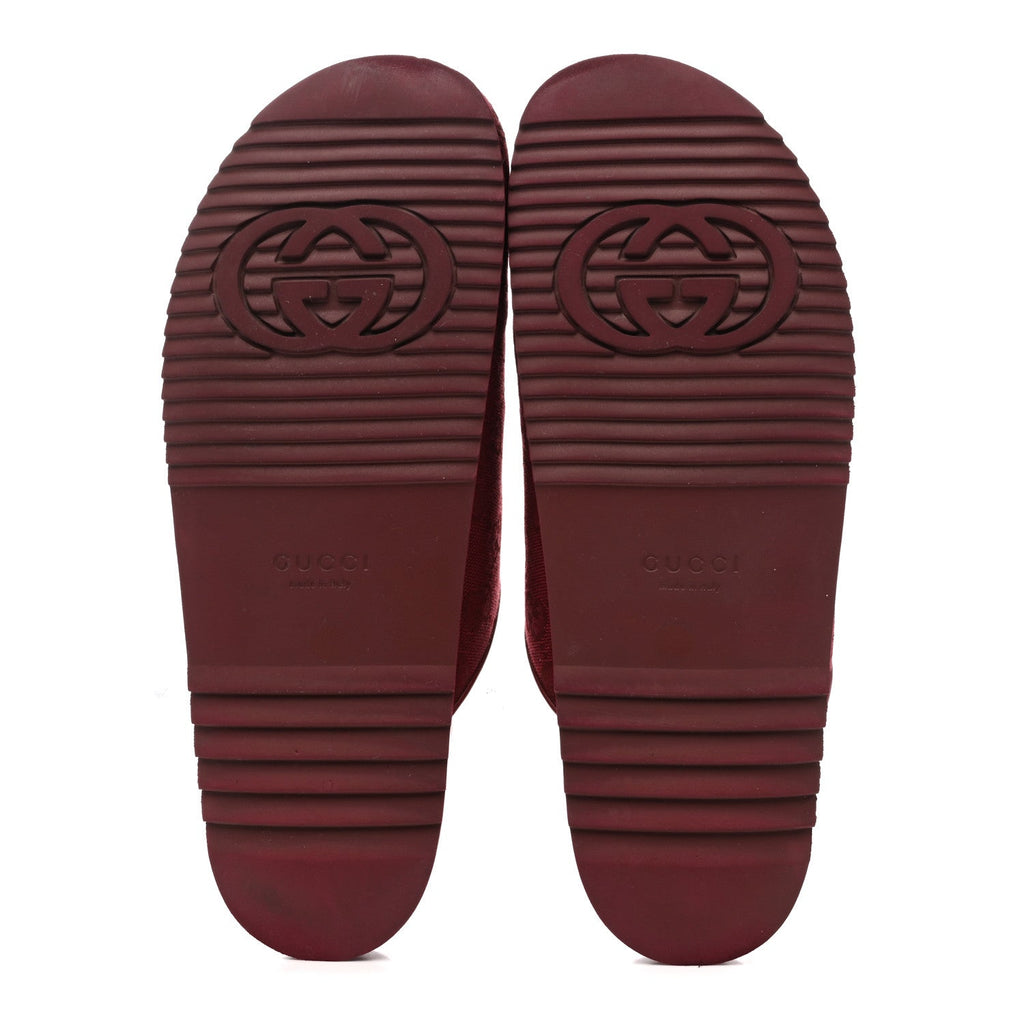 GG SUPREME MONOGRAM WOMENS HORSEBIT SLIPPERS ROSSO ANCORA
