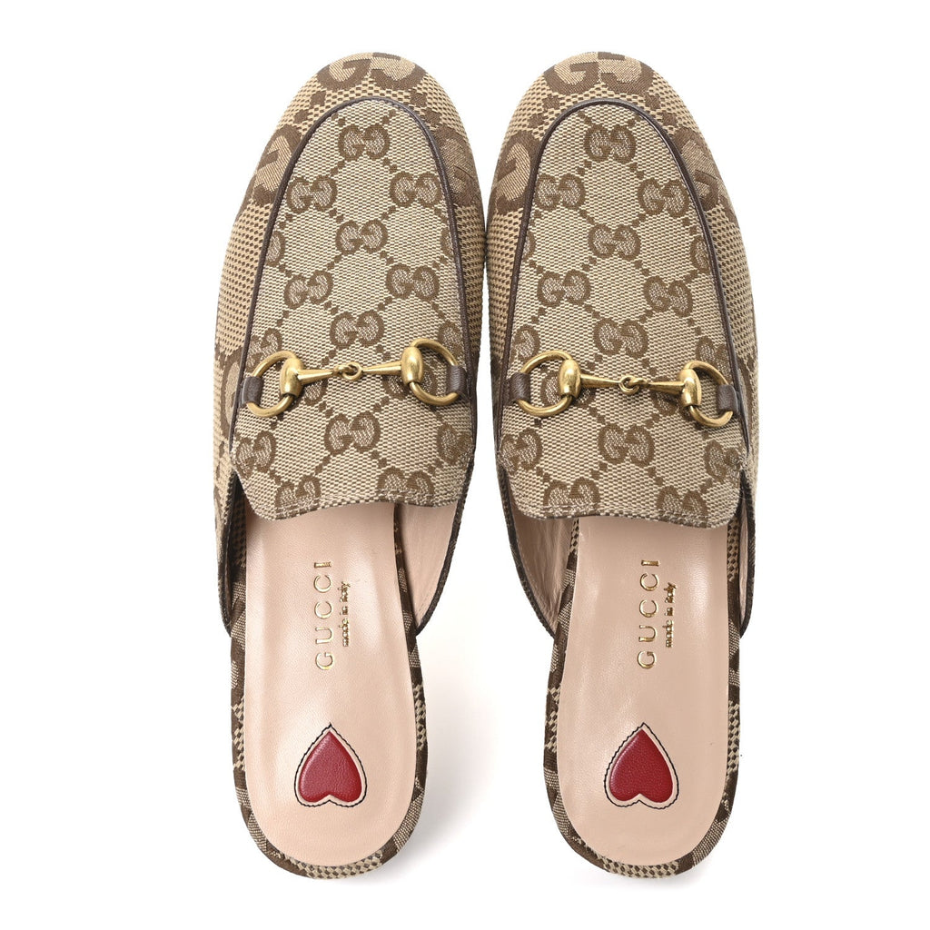 MONOGRAM JUMBO GG MALAGA KID WOMENS PRINCETOWN SLIPPERS CAMEL EBONY NEW ACERO BEIGE