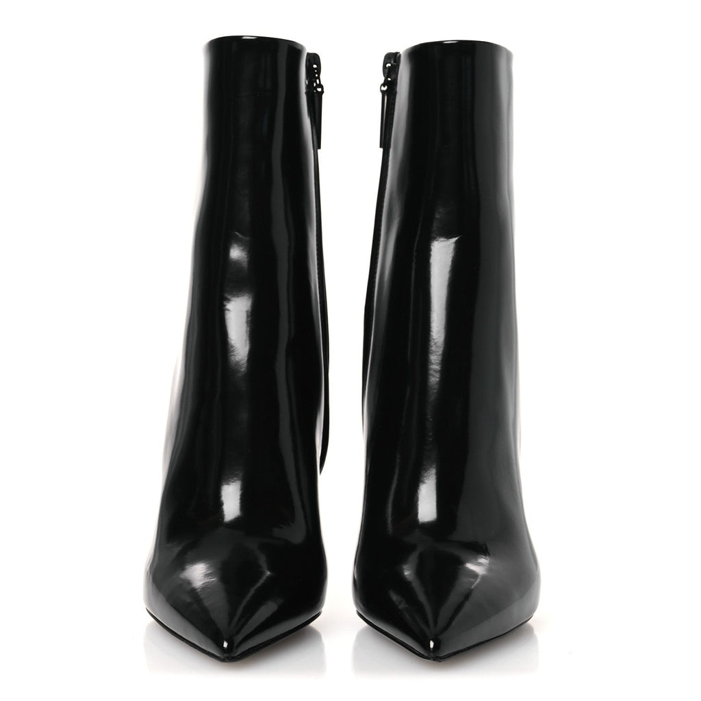 GLAZED CALFSKIN OPYUM ANKLE BOOTS BLACK