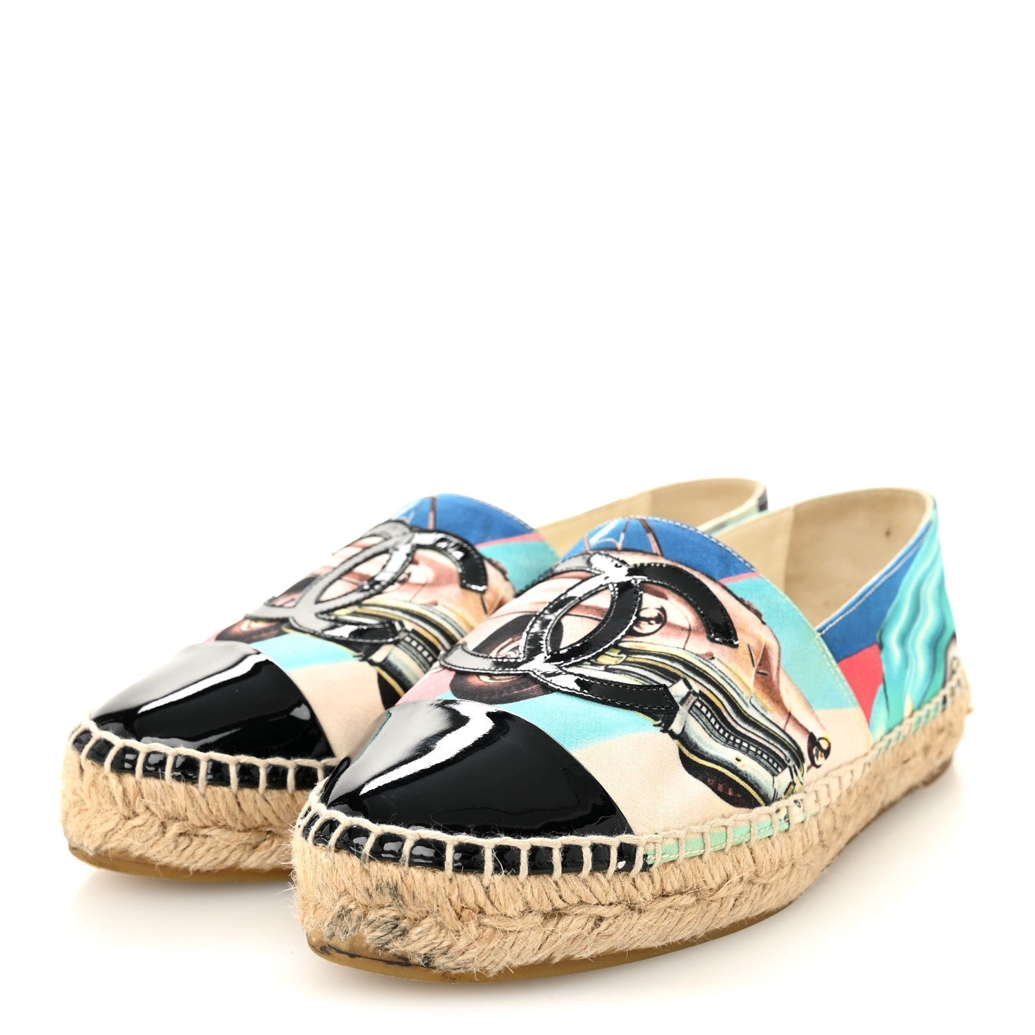 FABRIC PATENT CC ESPADRILLES MULTICOLOR BLACK
