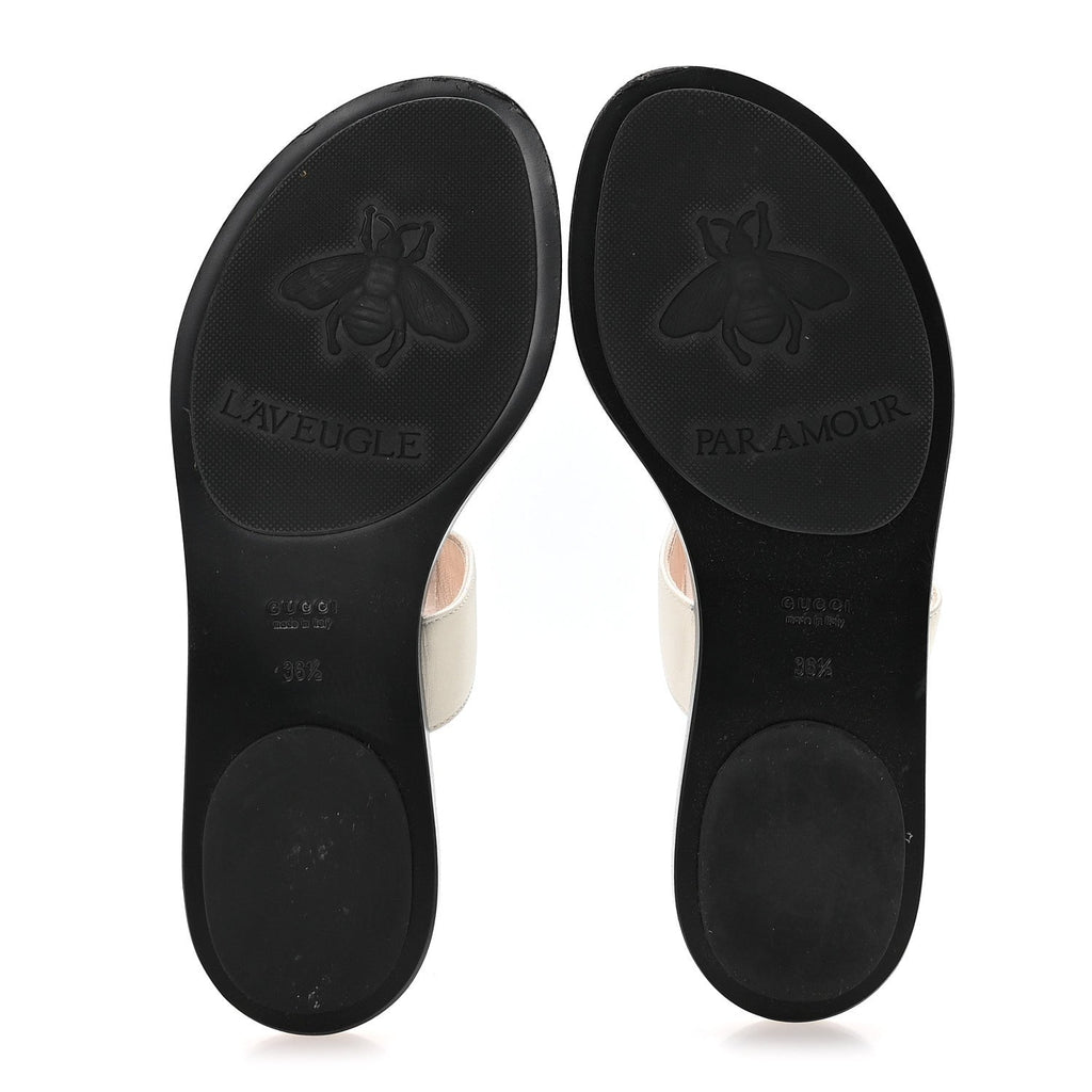 CALFSKIN GG MARMONT THONG SANDALS MYSTIC WHITE