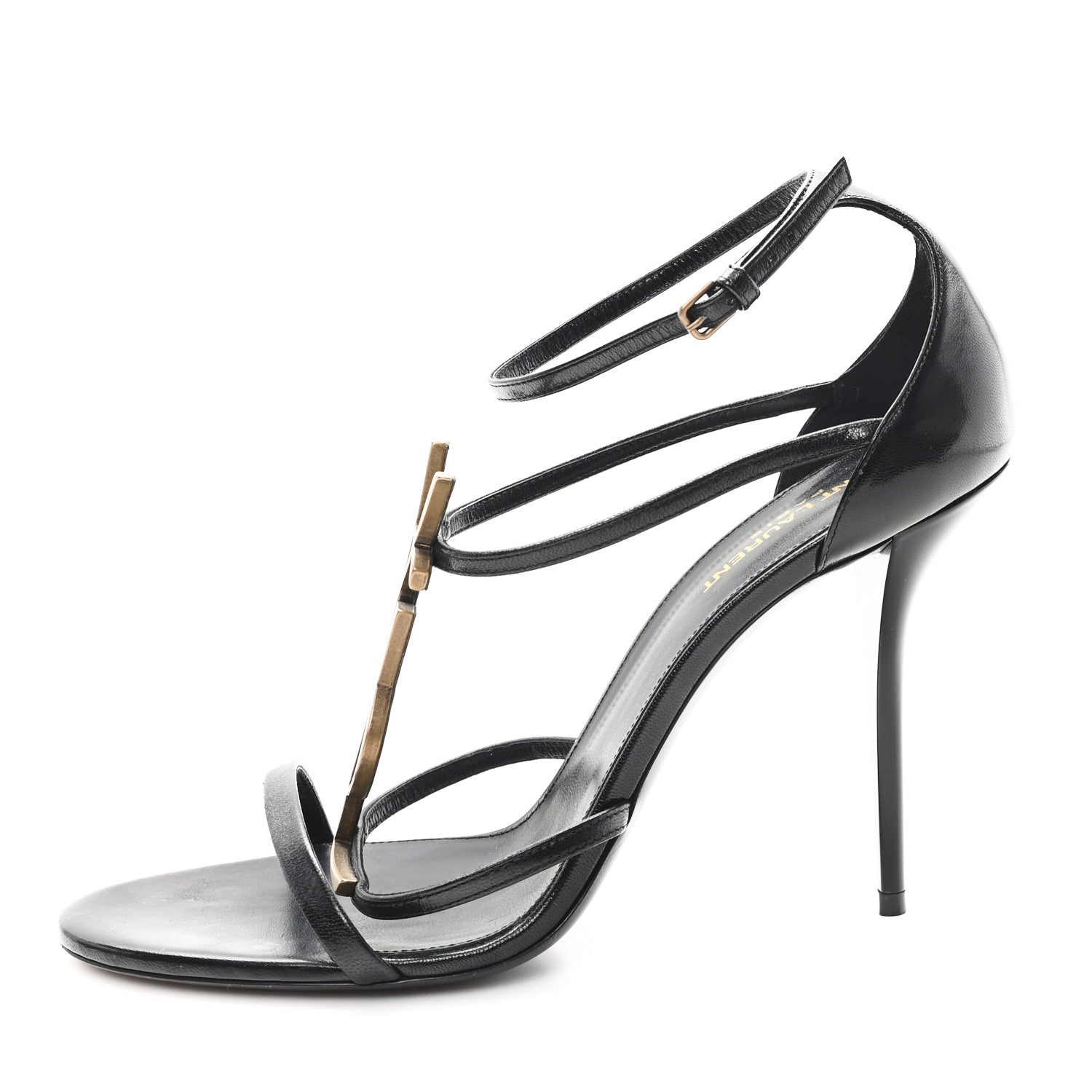 CALFSKIN CASSANDRA 100 ANKLE STRAP SANDALS BLACK