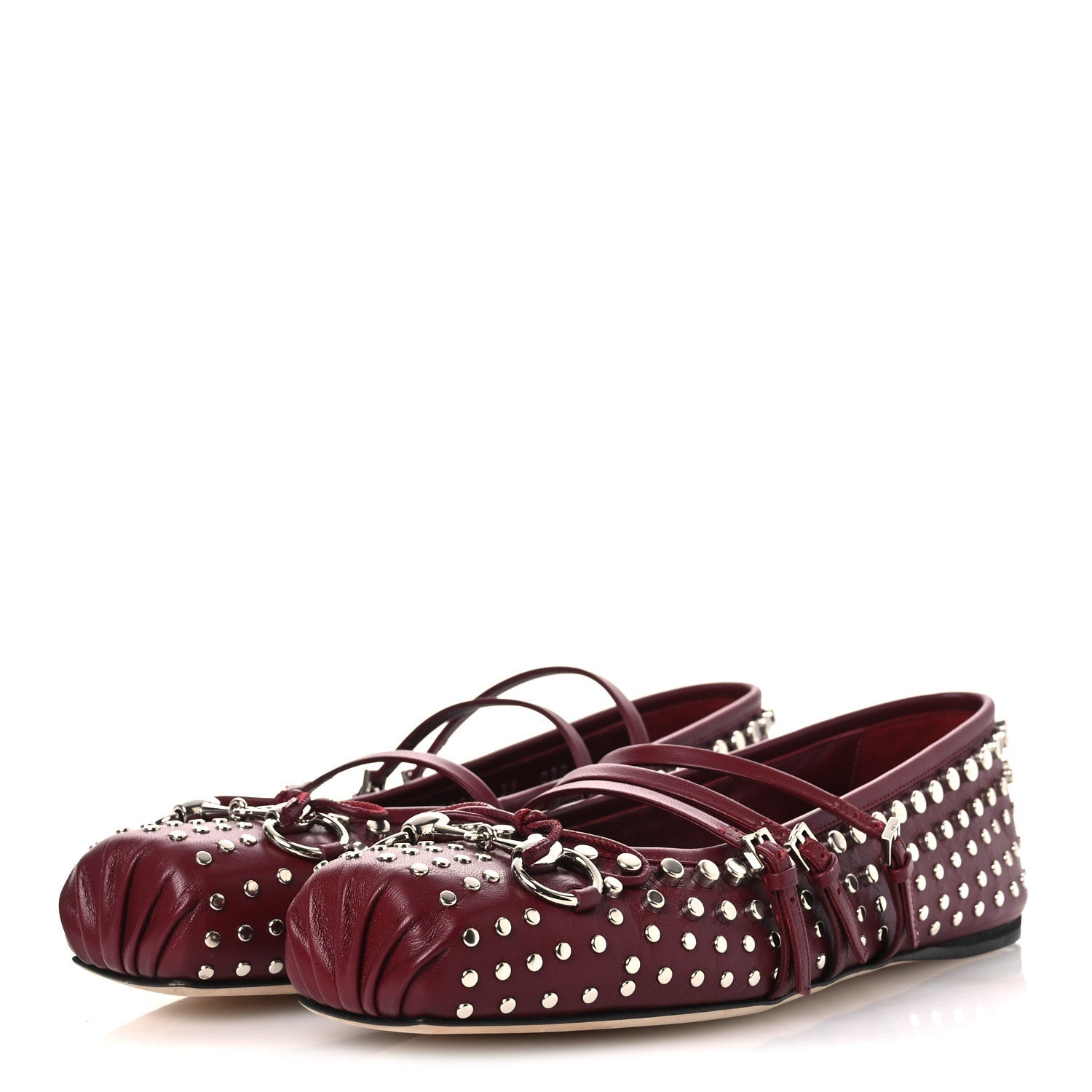 NAPPA CARMAQUE STUDDED HORSEBIT BALLET FLATS ROSSO ANCORA