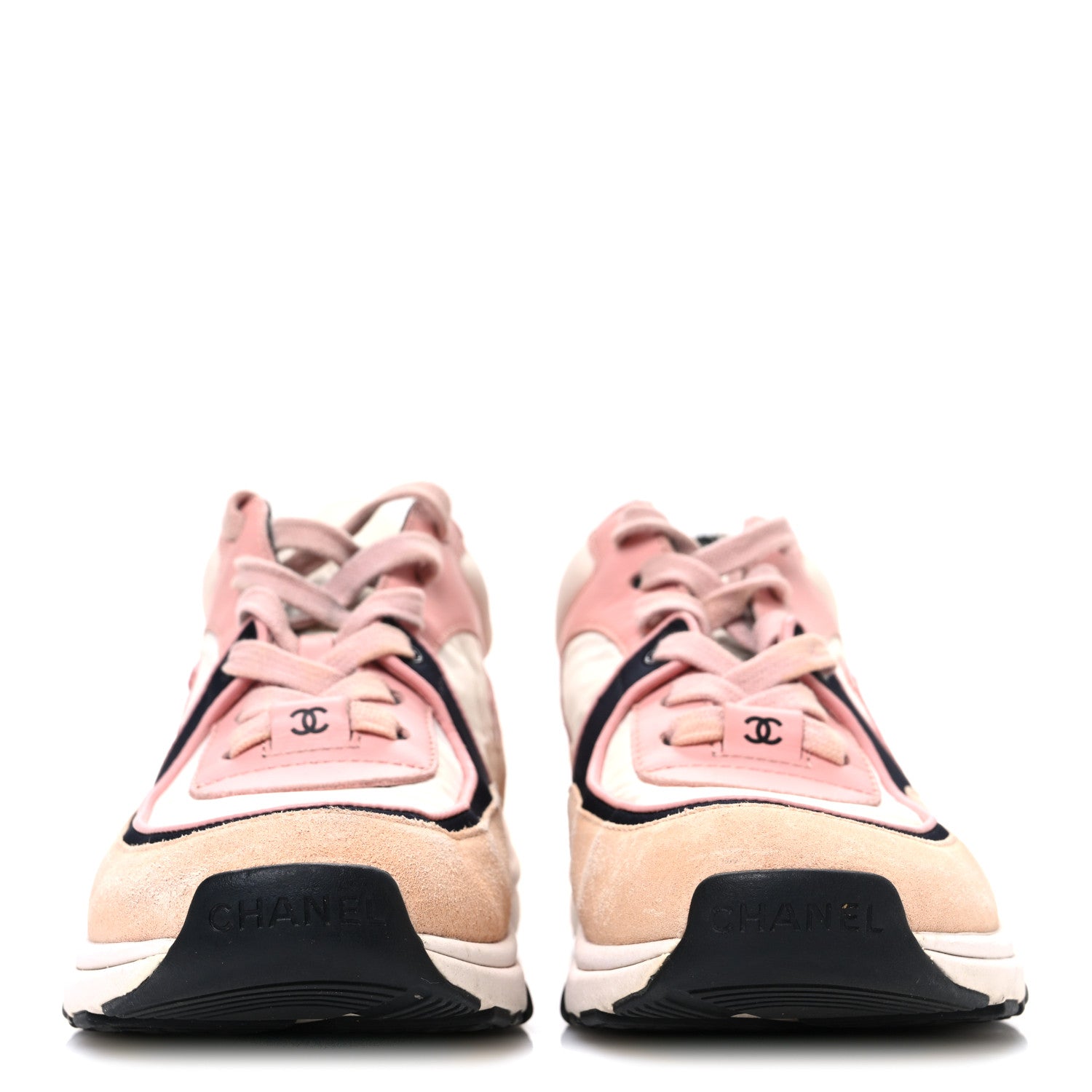 NYLON LAMBSKIN SUEDE CALFSKIN CC SNEAKERS PINK WHITE BLACK