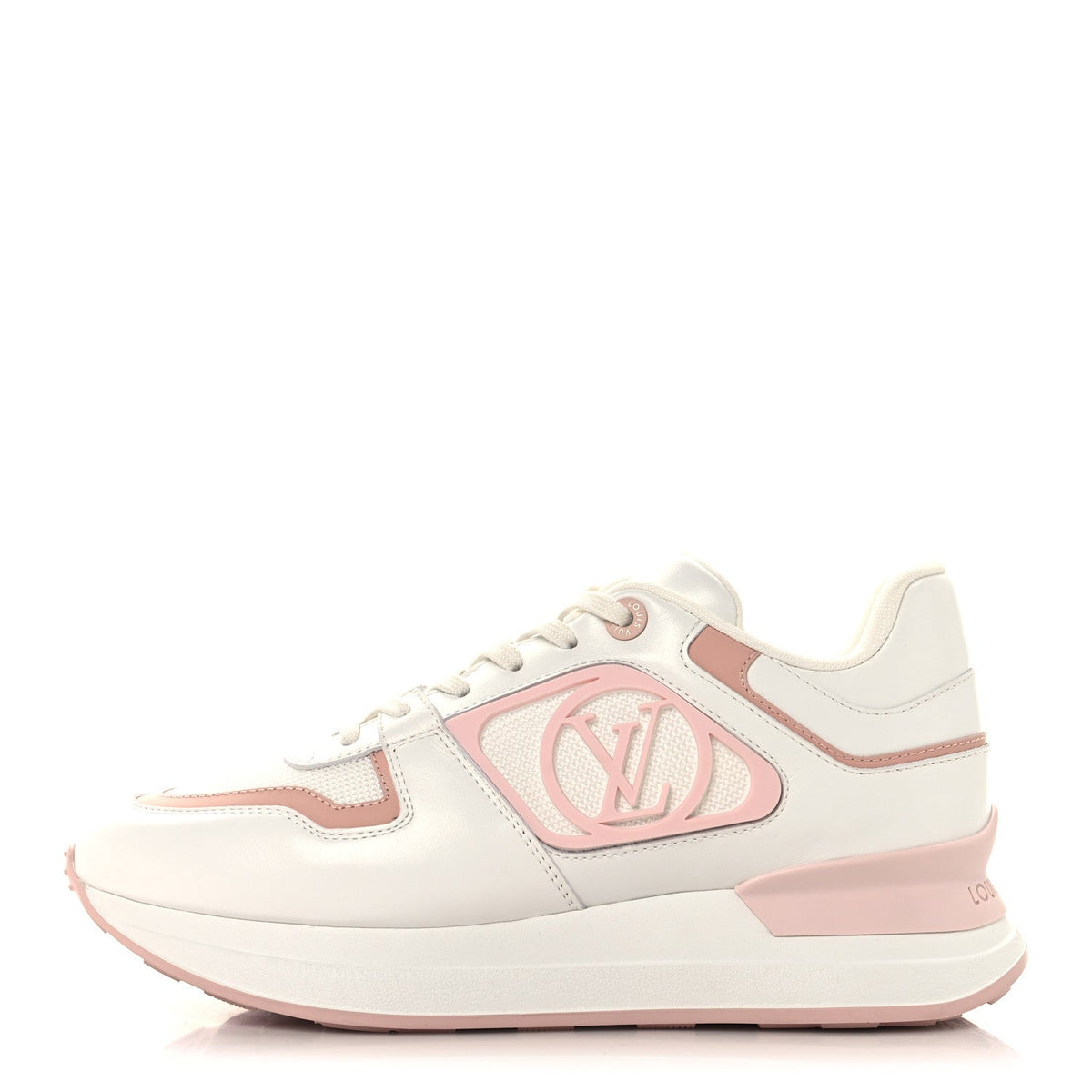 LOUIS VUITTON MIX MATERIALS SUEDE CALFSKIN RUN SNEAKERS WHITE & PINK
