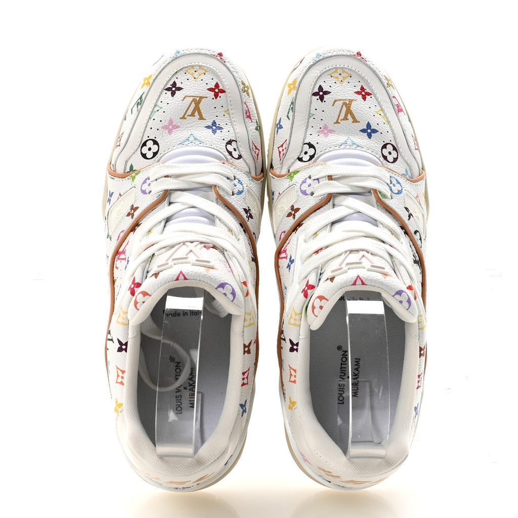 LV X TM CALFSKIN MONOGRAM MULTICOLOR WOMENS LV TRAINER SNEAKERS WHITE