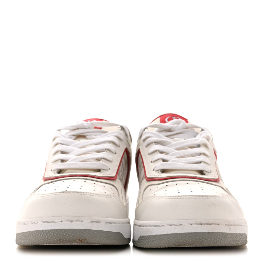 SMOOTH CALFSKIN OBLIQUE GALAXY PERFORATED MENS B27 LOW TOP SNEAKERS WHITE RED