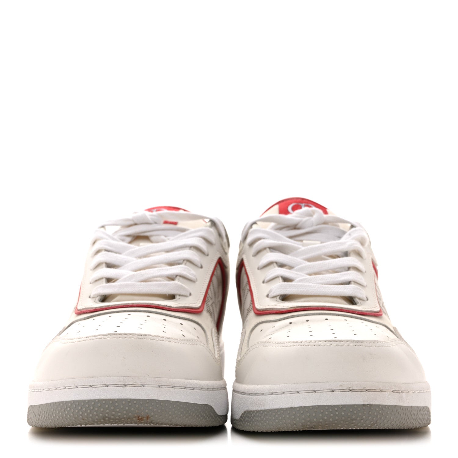 SMOOTH CALFSKIN OBLIQUE GALAXY PERFORATED MENS B27 LOW TOP SNEAKERS WHITE RED