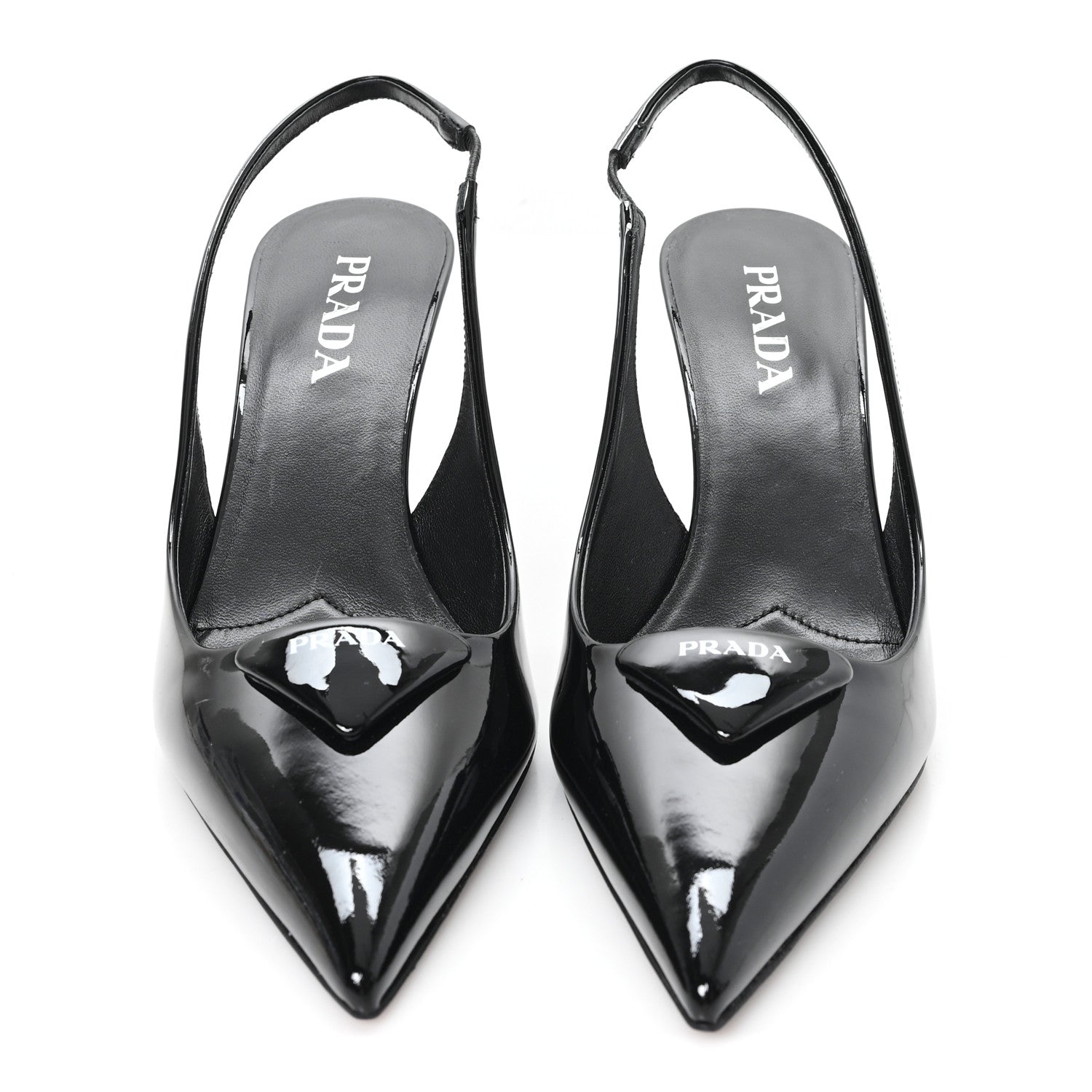 VERNICE LOGO POINTED TOE SLINGBACK PUMPS BLACK